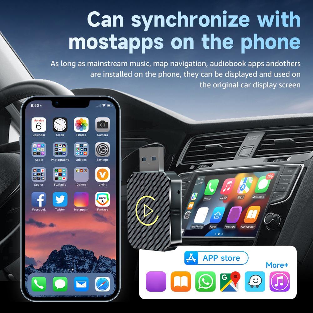 Беспроводной адаптер CarPlay Android Auto Plug&Play USB-донгл для автомобиля, BT Smart AI Box для автомобилей с штатным проводным CarPlay/Android Auto