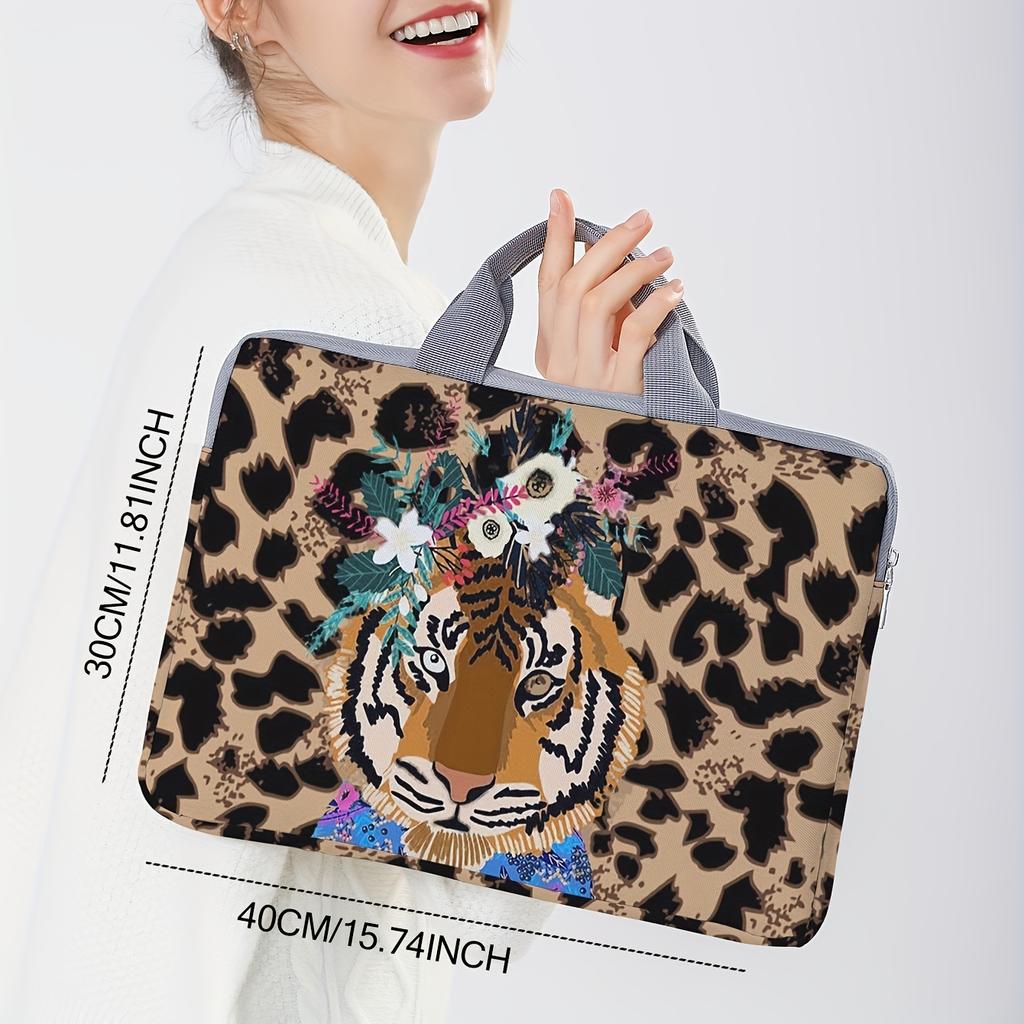 One Piece Set, Two Styles, Tiger Patterned Laptop Bag and Briefcase, Suitable for 14 Inch Laptops