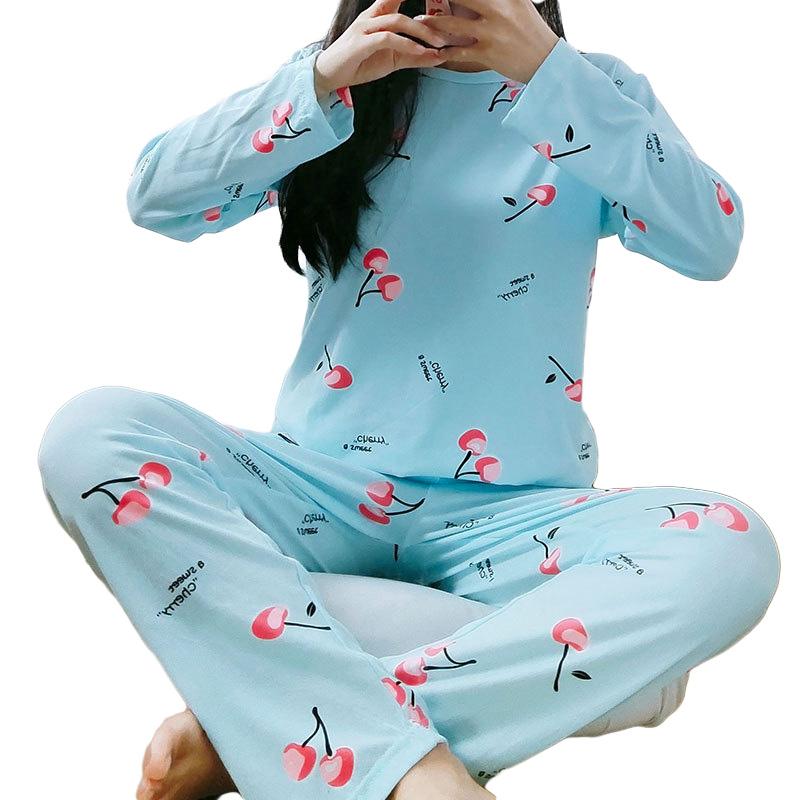 1 комплект большого размера с длинным рукавом, свободная женская осенняя полиэстеровая пижама, пуловер, домашняя одежда
