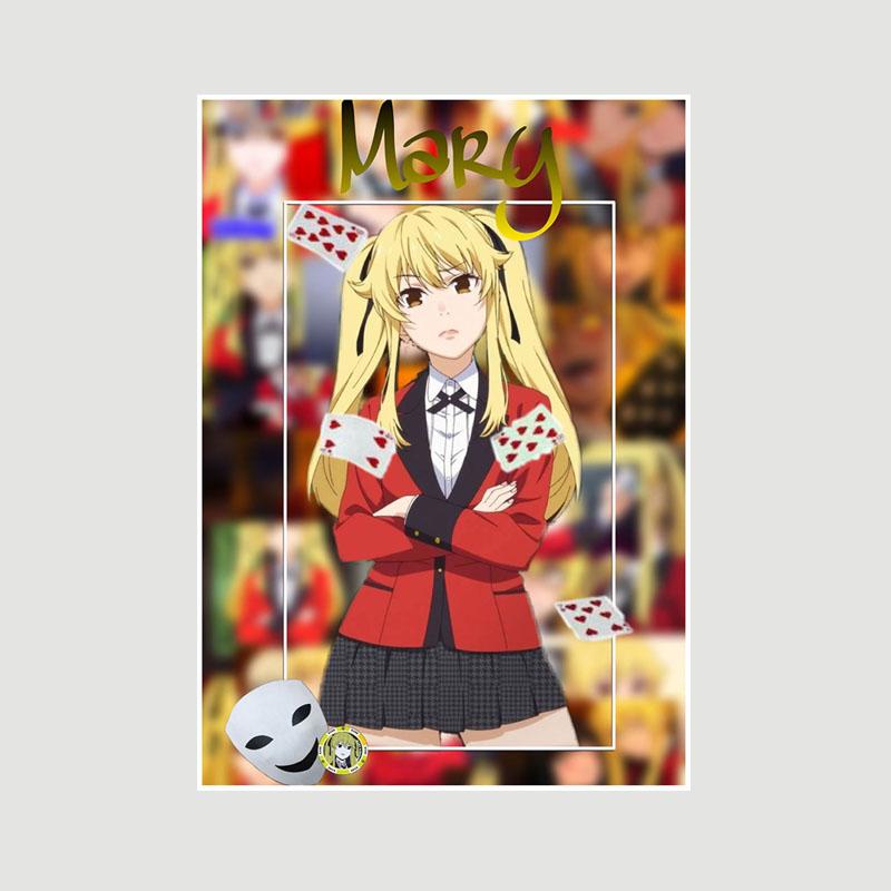 Винтажная белая бумага Kakegurui Плакаты Японское аниме Ретро-постеры и принты Художественная живопись Домашнее украшение Фреска Спальня Кафе Декор