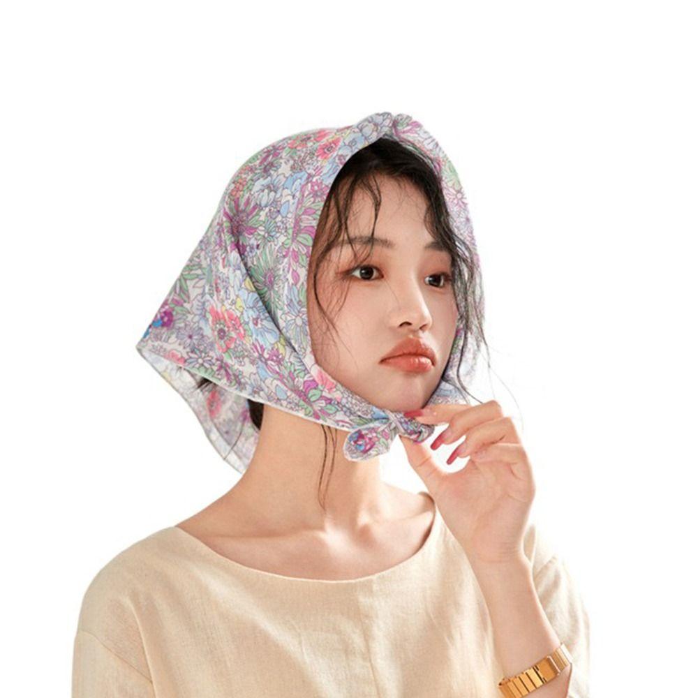 Bandanas Scarf Accessories Hair Band Square Scarf Flower Silk Scarf Female Printed Scarf