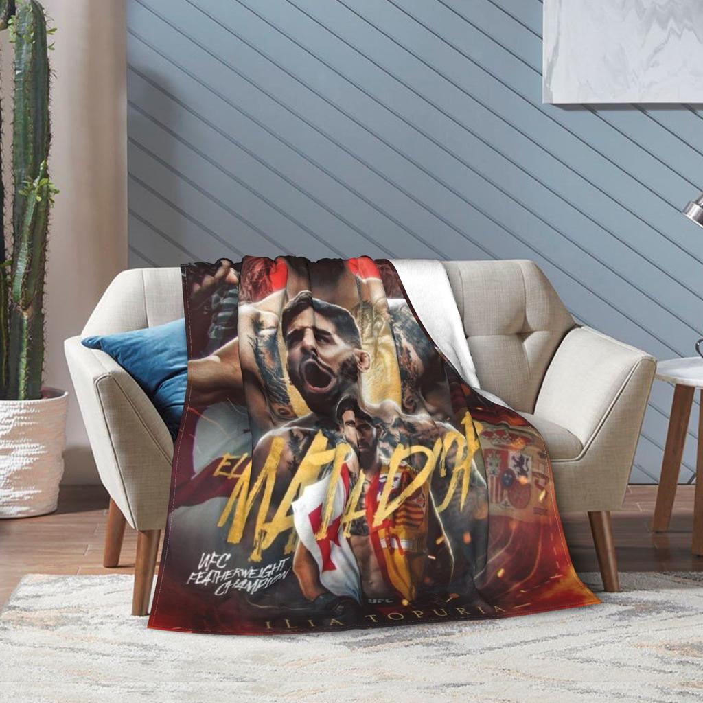 Ilia Topuria Wrestling Wrestler Blanket Multiple Sizes Warm Cozy Fluffy  Throw Blankets for Couch Sofa and Bed