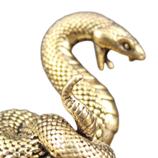 Латунная фигурка змеи, винтажная китайская модель змеи со знаком зодиака, мини-животное Боа из металла