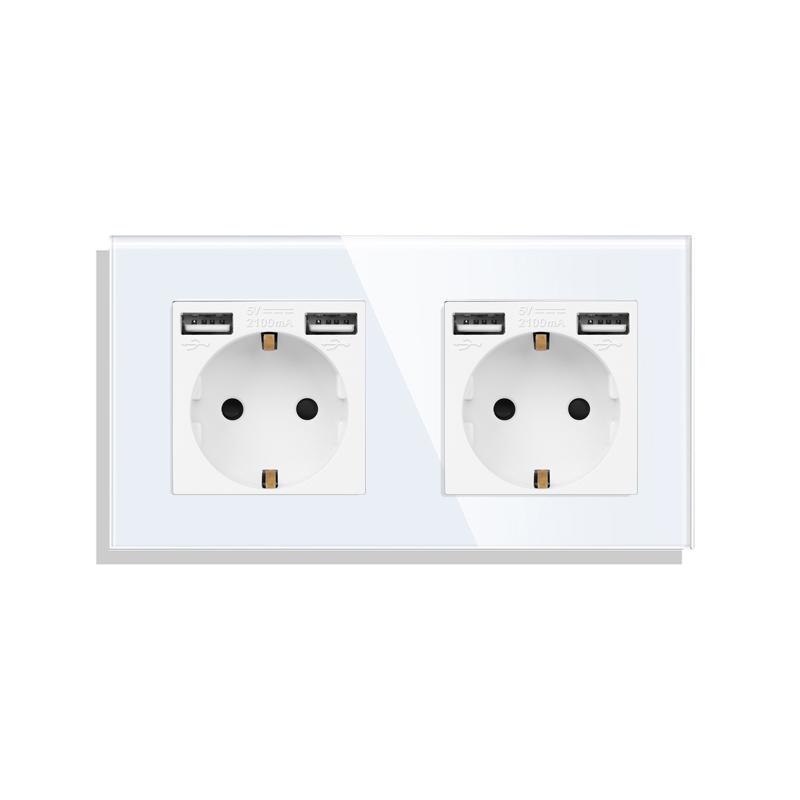 Смарт-сенсорные выключатели Tuya плюс USB-разъемы, вилка типа C, стандарт ЕС, Smart Life, Google Home, управление приложением Alexa