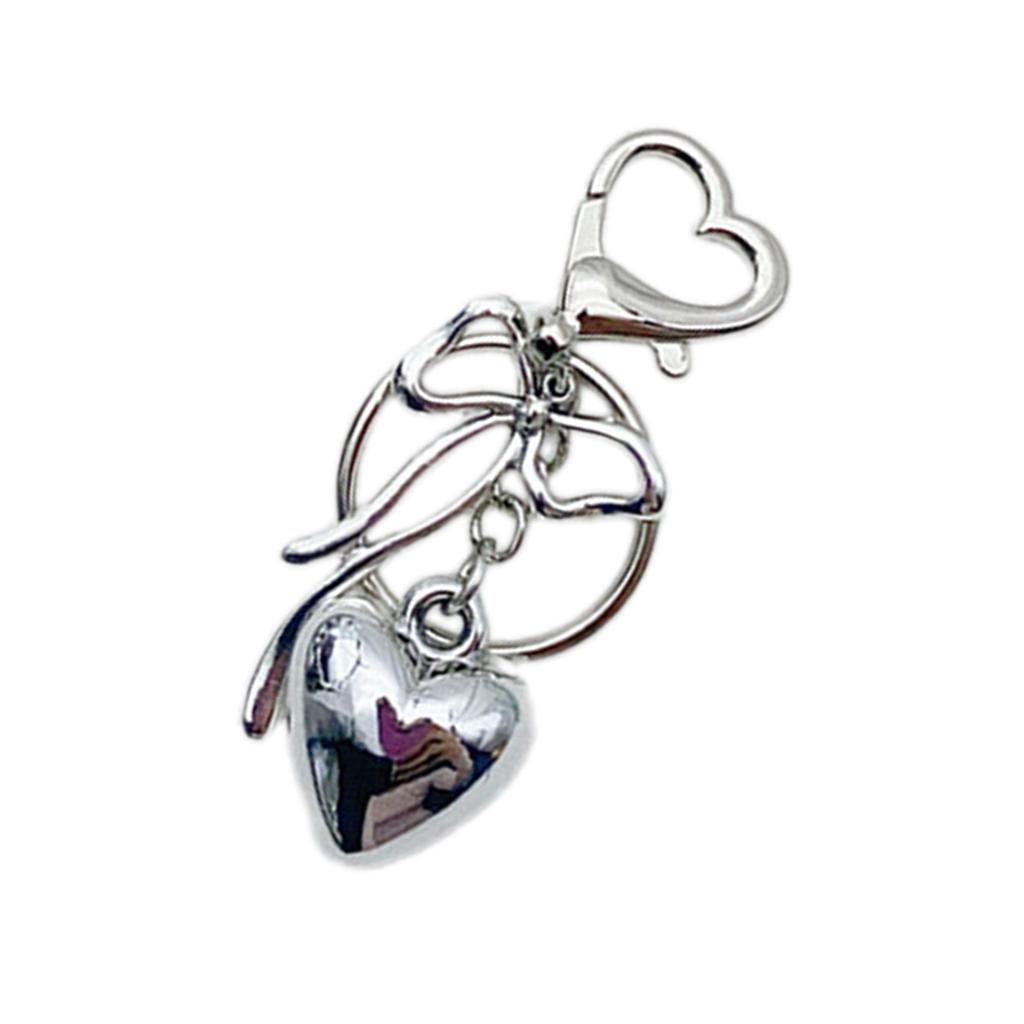 Elegant Alloy Love Heart Bowknot Charm Women's Accessory Bag Pendant Handbag Decorative Ornament Keyring for Ladies