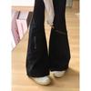Black multi-pocket micro-pull tooling jeans women's autumn American high street straight-leg pants zipper design pants