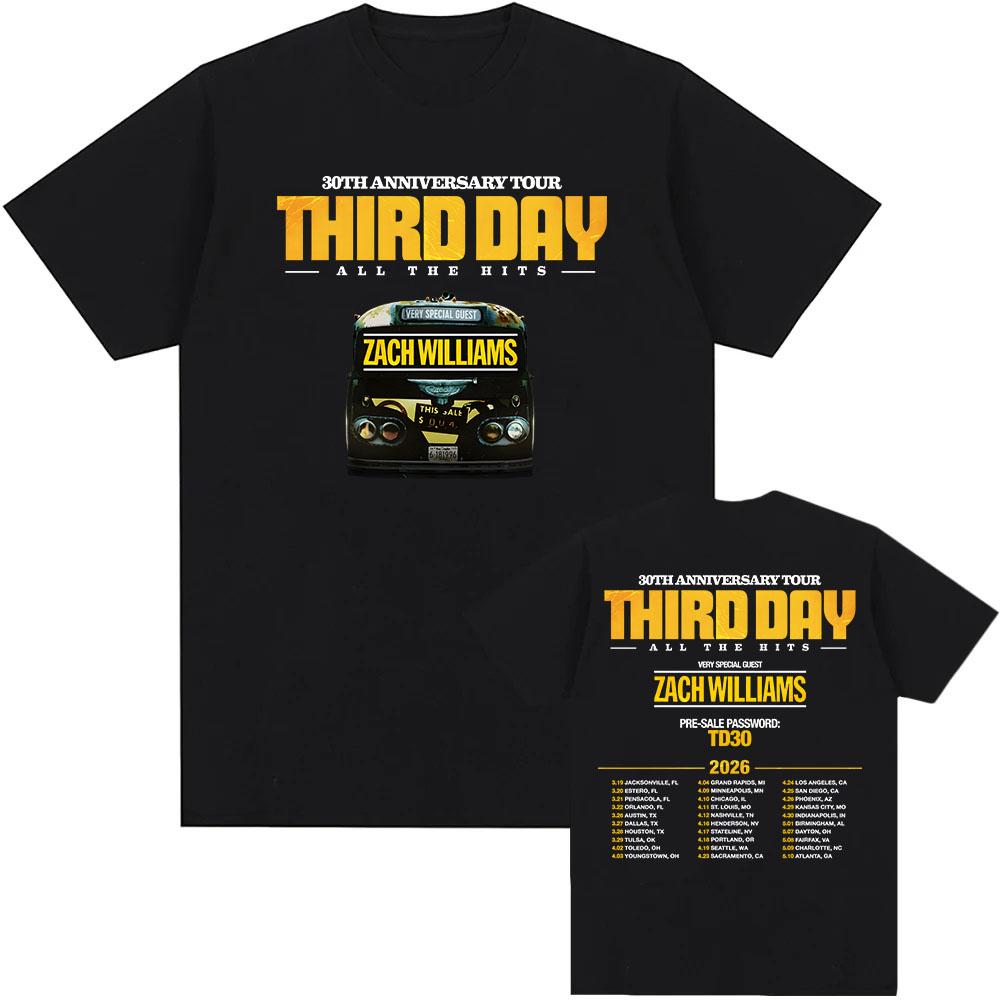 Third Day Third Day 30th Anniversary Tour 2026 T-shirt Unisex Streetwear Cotton Short Sleeve Tshirts All The Hits Print Tee