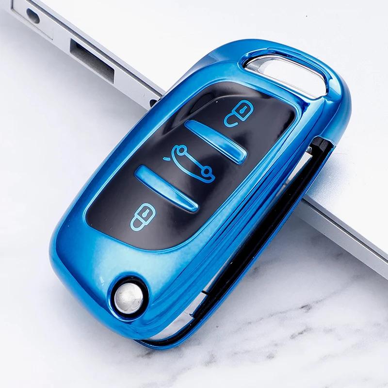 New Soft TPU 3 Button Car Fold Key Case Full Cover for Peugeot Citroen C1 C2 C3 C4 C5 DS3 DS4 DS5 DS6 Auto Key Shell Accessories
