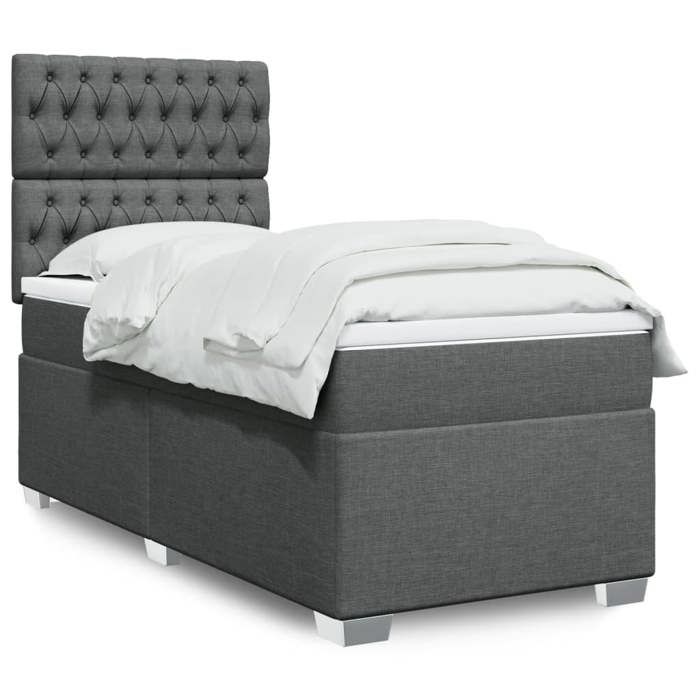Maison Exclusive - Sommier à lattes de lit avec matelas Gris foncé 100x200cm Tissu