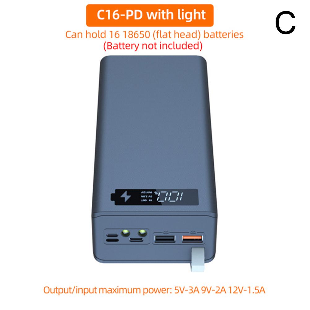 16*18650 Держатель для батарей Коробка для хранения Корпус для повербанка DIY 18650 Комплект Зарядное устройство для аккумуляторов повербанка телефона Мобильный DIY Корпус-коробка