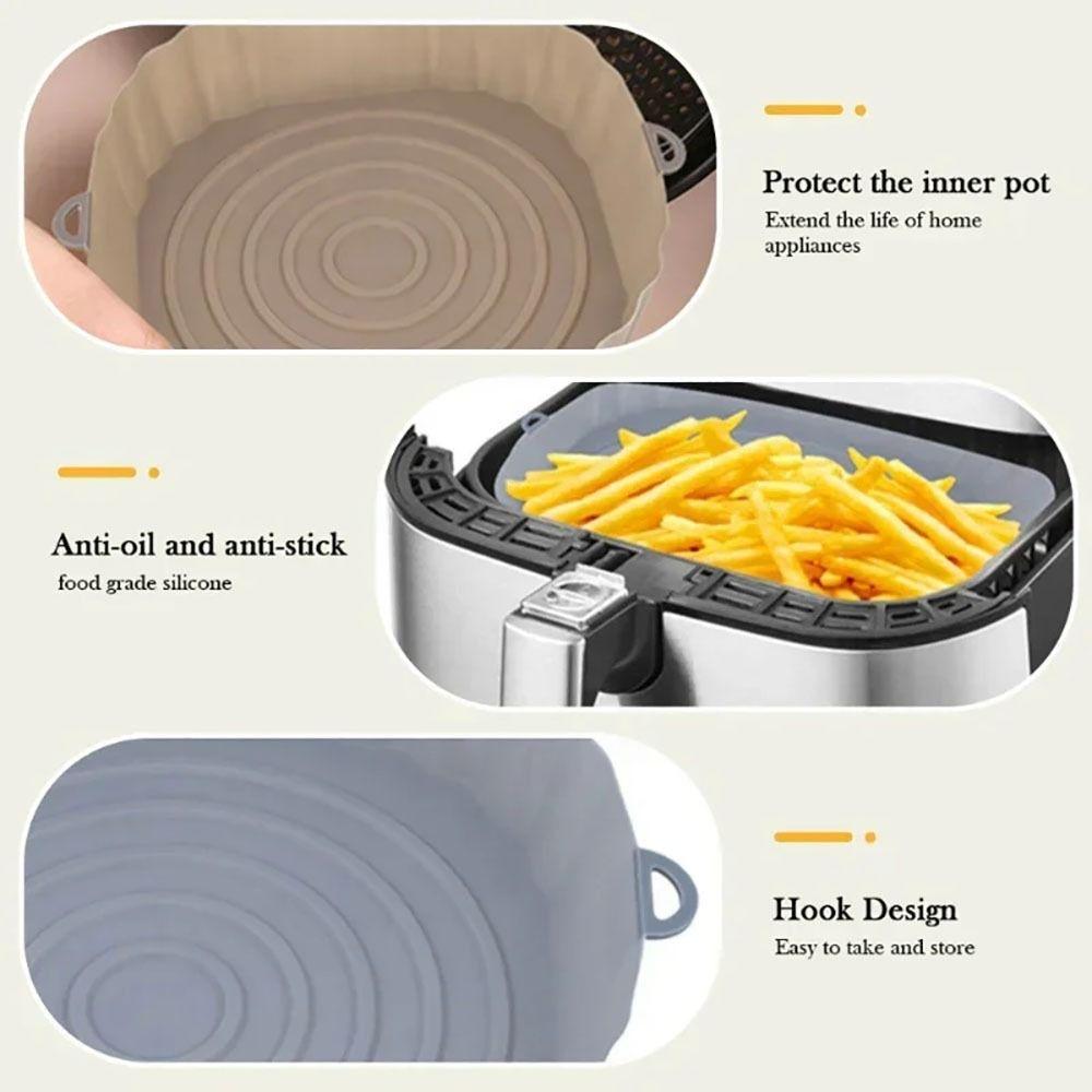 1Pcs For Air Fryer Air Fryer Silicone Pot Heating Baking Pan Baking Basket Soft Bakeware Liner