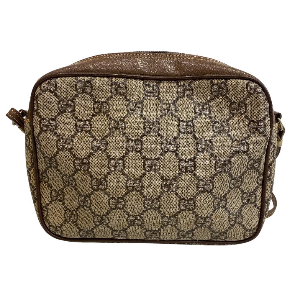 Gucci 6423 Винтажная Старая Сумка-Клатч Gucci с Узором GG из ПВХ Наплечная Сумка Коричневый ПВХ Б/У