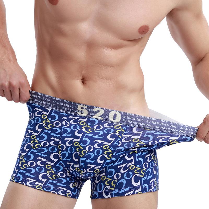 Новые мужские хлопковые трусы-боксеры с принтом, мужские дышащие четырехугольные короткие трусы-боксеры