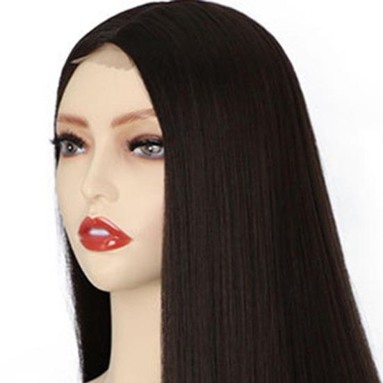 Парик из высокотемпературного шелка, женственный, пушистый, натуральный, мягкий на ощупь, косметический инструмент для укладки волос, женский, черный, длинный, прямой, для леди