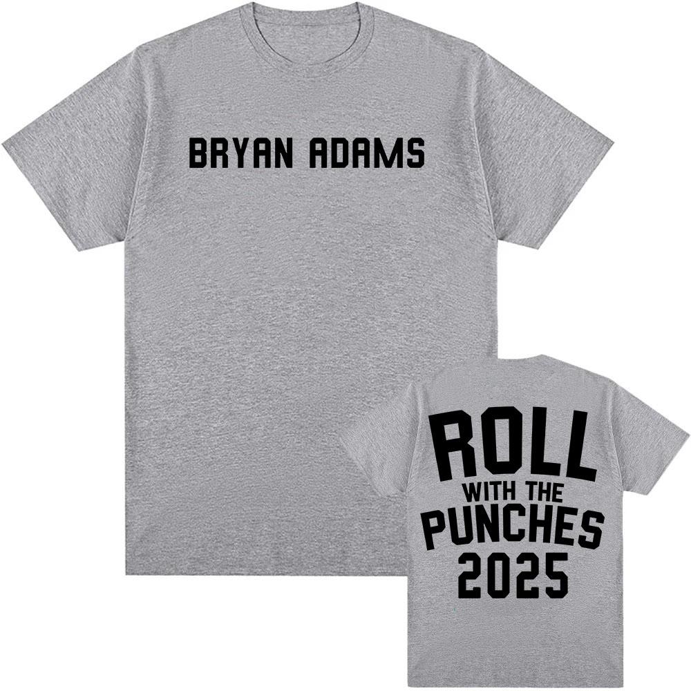 Футболка с принтом BRYAN ADAMS ROLL WITH THE PUNCHES TOUR 2025 Футболки с коротким рукавом из хлопка в уличном стиле для мужчин Футболки унисекс