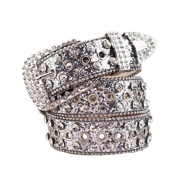 Девушка Блестящий Пояс Уличные Танцы Джинсовый Ремень Декоративный Ремень с Шипами