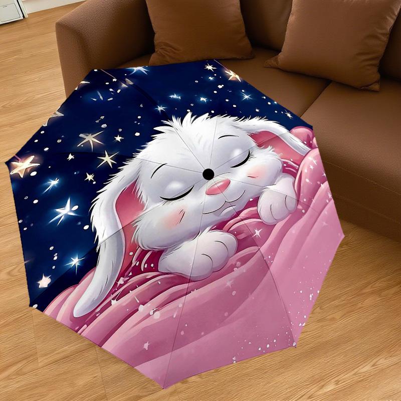 1PC Sleeping Bunny Umbrella-8-Rib Reinforced Portable Folding Travel Suitable for All Seasons Outdoor Daily Use -J0321