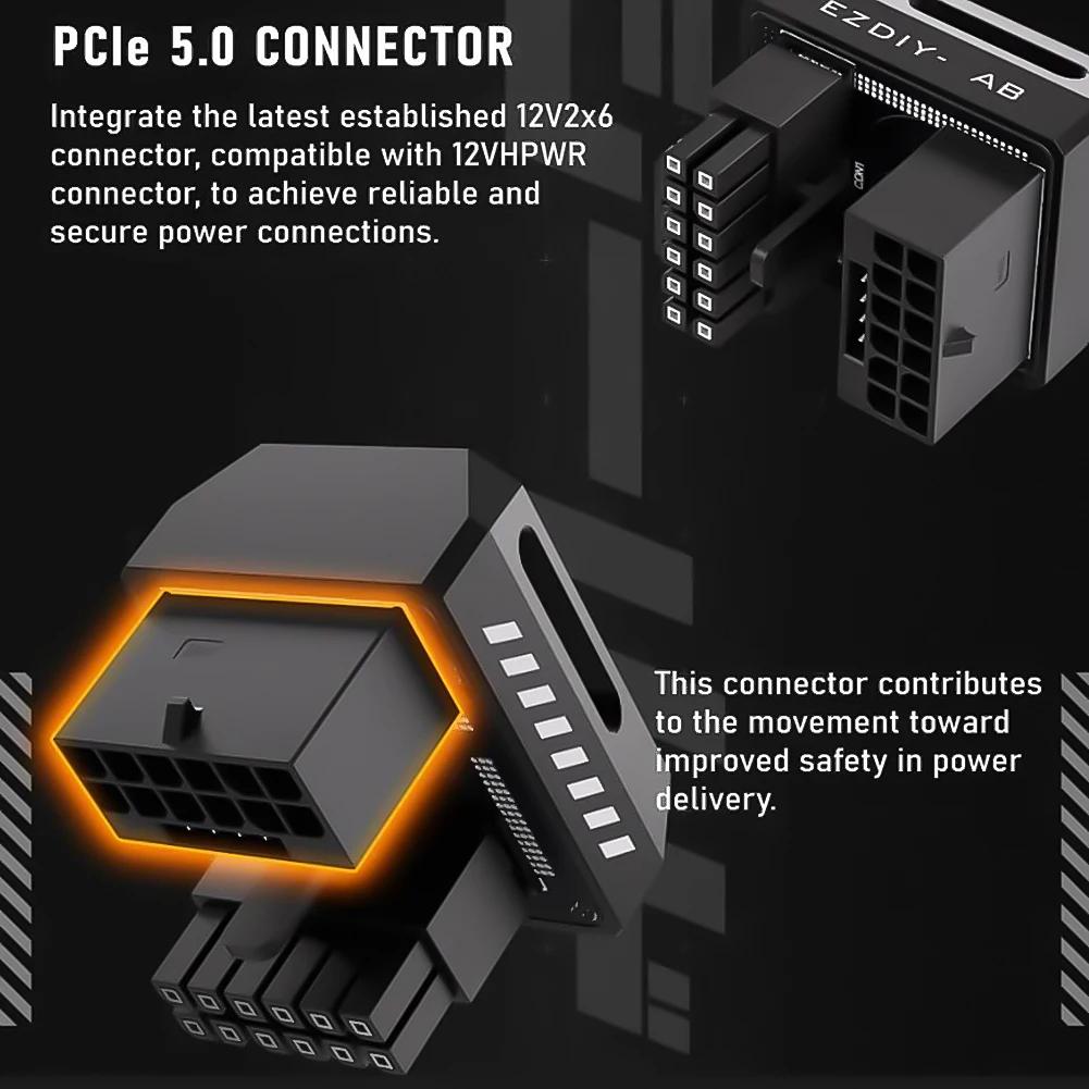 12VHPWR 180 Degree Angled Adapter 600W GPU Male To Female Connector 12V HPWR Adapter for 12+4pin RTX 3090Ti 4070Ti 4080 4090