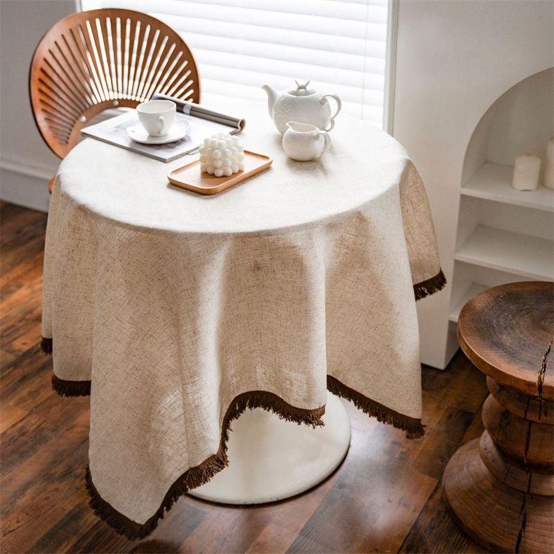 Table Cover Wedding Easter Dining Table Cotton Linen Decoration Tassel Rectangular Tablecloth Table Cloth