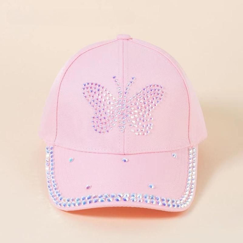 Latest twill diamond butterfly hat sun visor cap cap