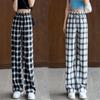 Летние спортивные штаны женские черно-белые брюки в клетку женская мода винтажные мешковатые тонкие брюки женская повседневная одежда
