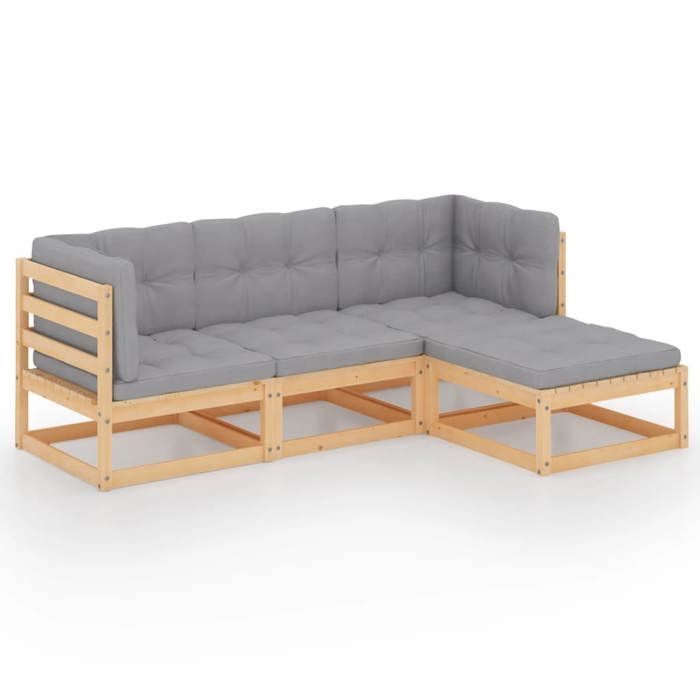 Maison Exclusive - Salon de jardin 4 pcs avec coussins Bois de pin massif