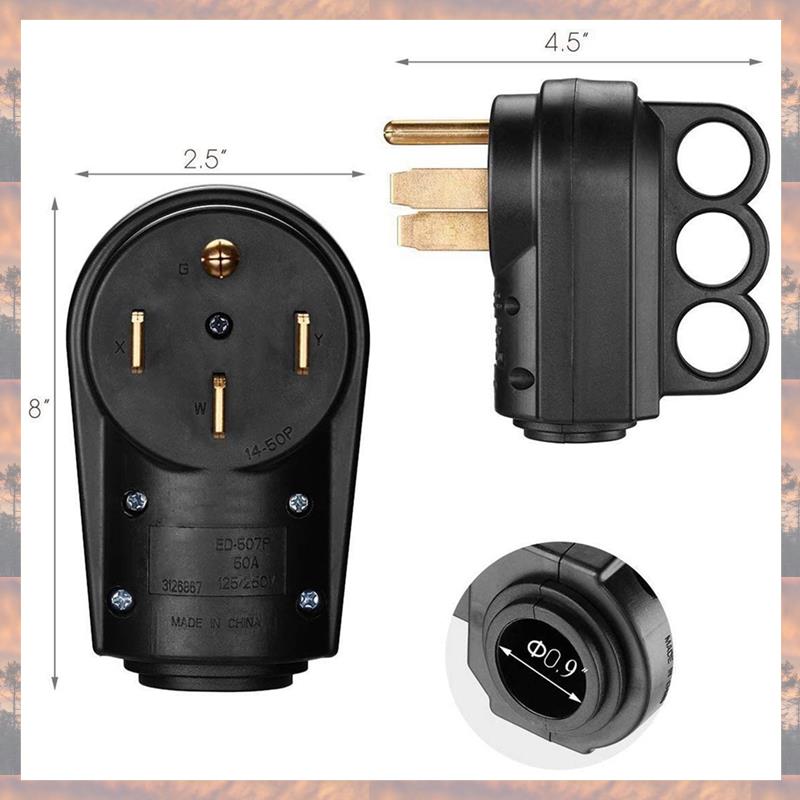 2025 Trend RV Receptacle Replacement Power Plug 50AMP 14-50P 125V/250V Replacement Power Plug Travel Trailer RV Accessories Plug
