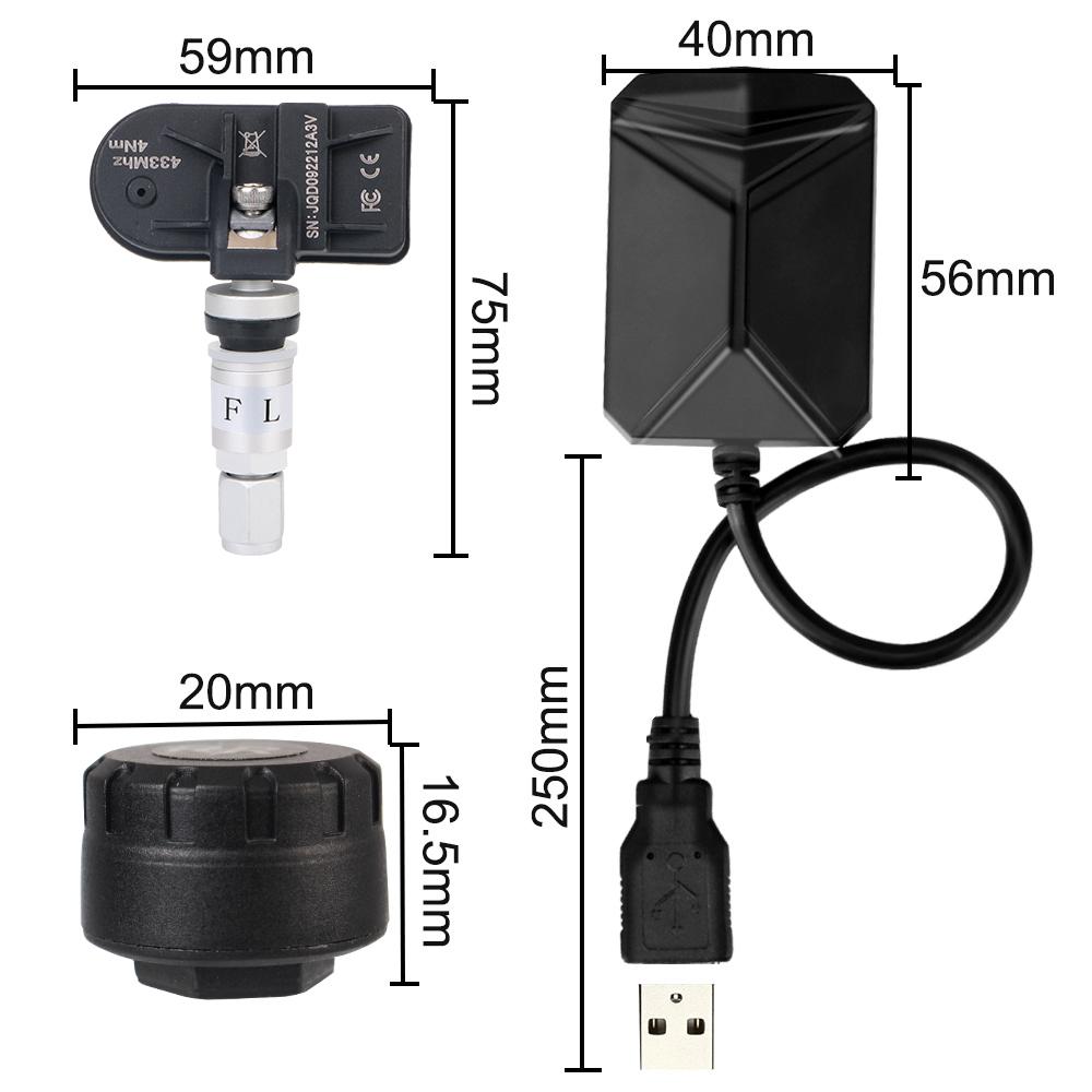 Android Навигационная система сигнализации с 4 датчиками Автомобильная система контроля давления в шинах TPMS
