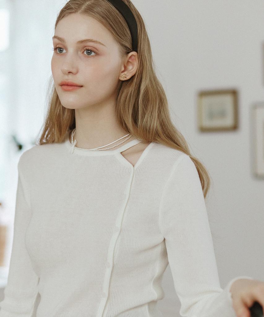 NONLOCAL Cut Out Knit Top - Ivory