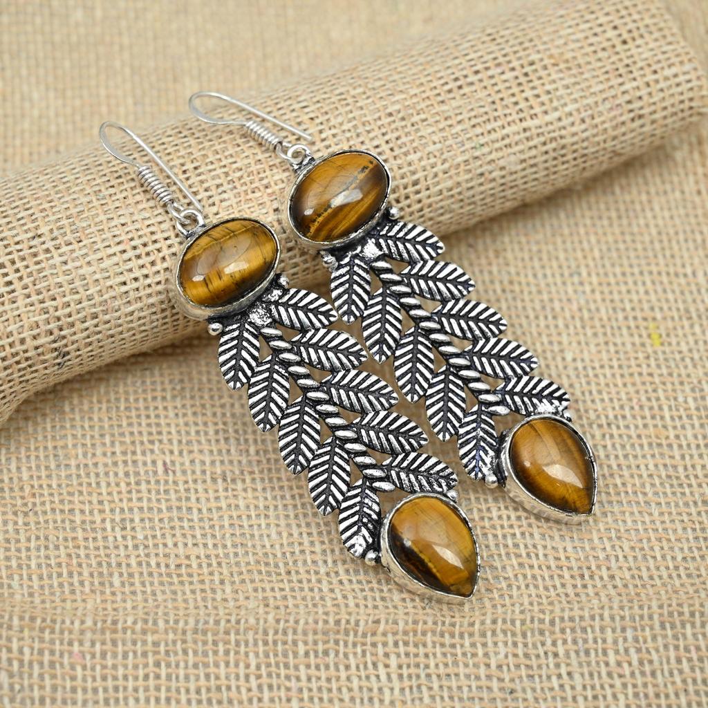 Драгоценный камень "Тигровый глаз" из стерлингового серебра 925 пробы, дизайнерские ювелирные серьги ручной работы, подарок для нее