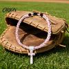 Stainless Steel Crossroads Pendant Triple-Rope Baseball Necklace, Braided Rope Design Necklace with Crossroad Pendant, Team Spirit Gift Sports