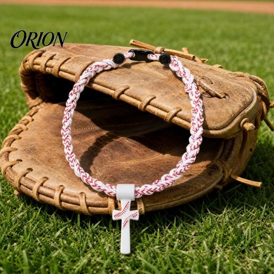 Stainless Steel Crossroads Pendant Triple-Rope Baseball Necklace, Braided Rope Design Necklace with Crossroad Pendant, Team Spirit Gift Sports