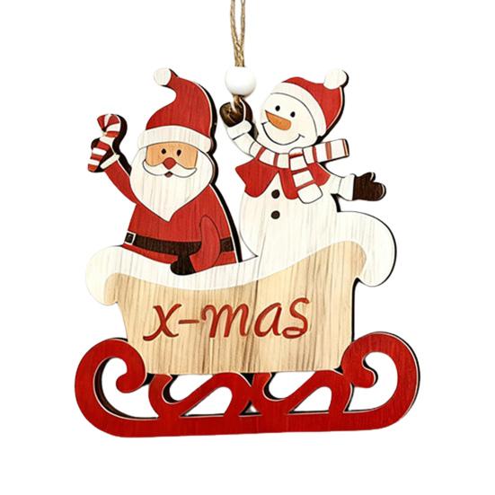 Рождественское украшение Деревянное подвесное Санта Снеговик Веселого Рождества Декор Дерево Красное Рождественское украшение для праздничного домашнего декора