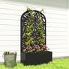 Metal Garden Bed For Garden With Trellis Wall Mounted Or Freestanding Raised Planter With Curved Privacy Screen
