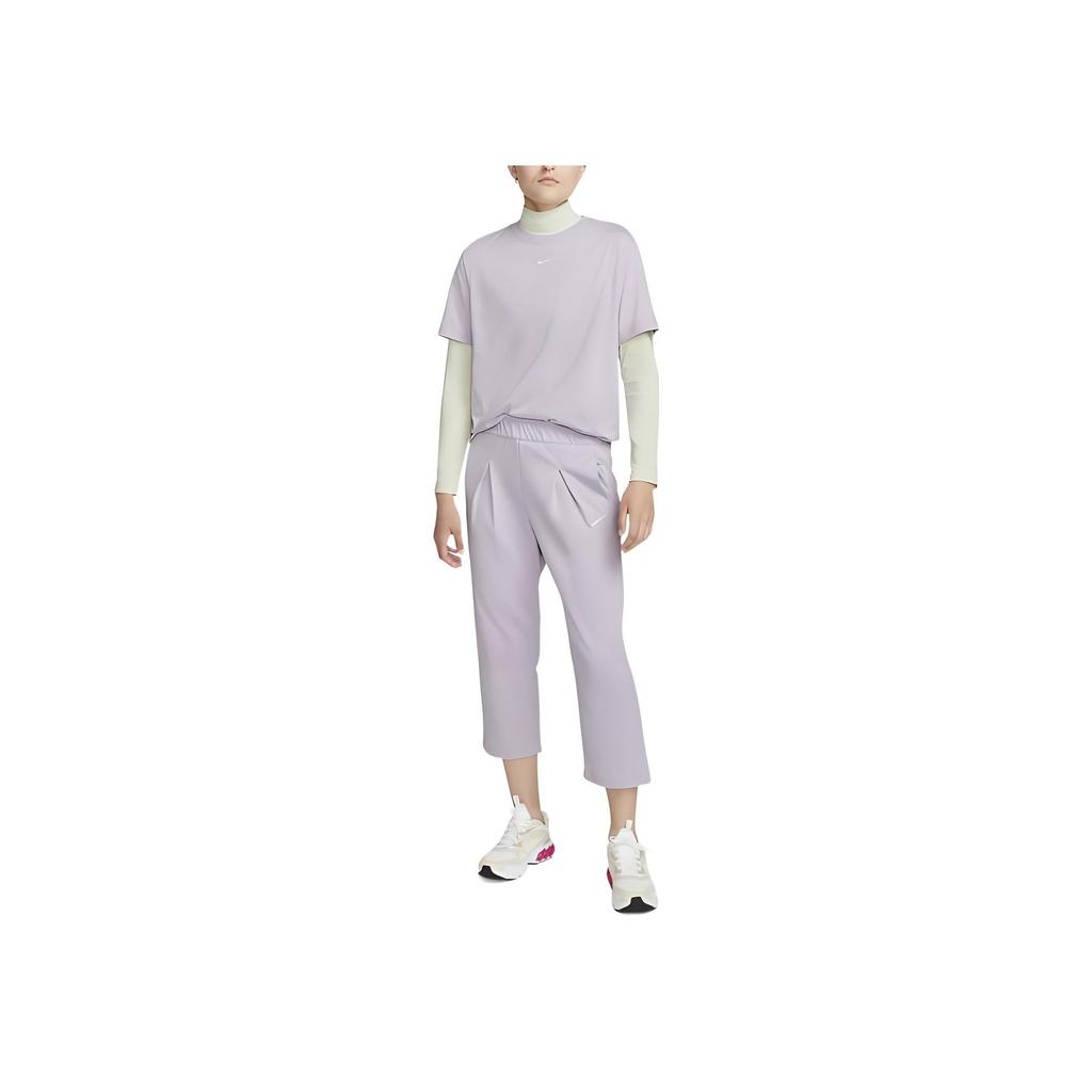 Nike Sportswear Essential Logo Solid Color Crew Neck Pullover Drop Shoulder T-Shirt Women T-Shirt Purple DN5698-530