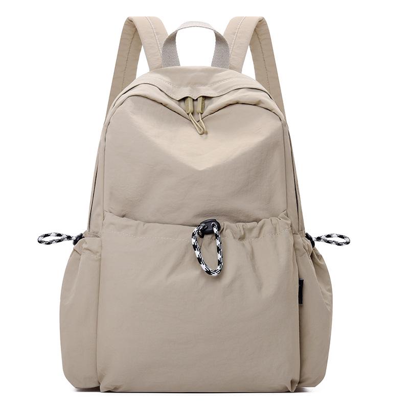 Корейский женский нейлоновый рюкзак весна-лето 2025: Модный однотонный повседневный школьный ранец для студентов