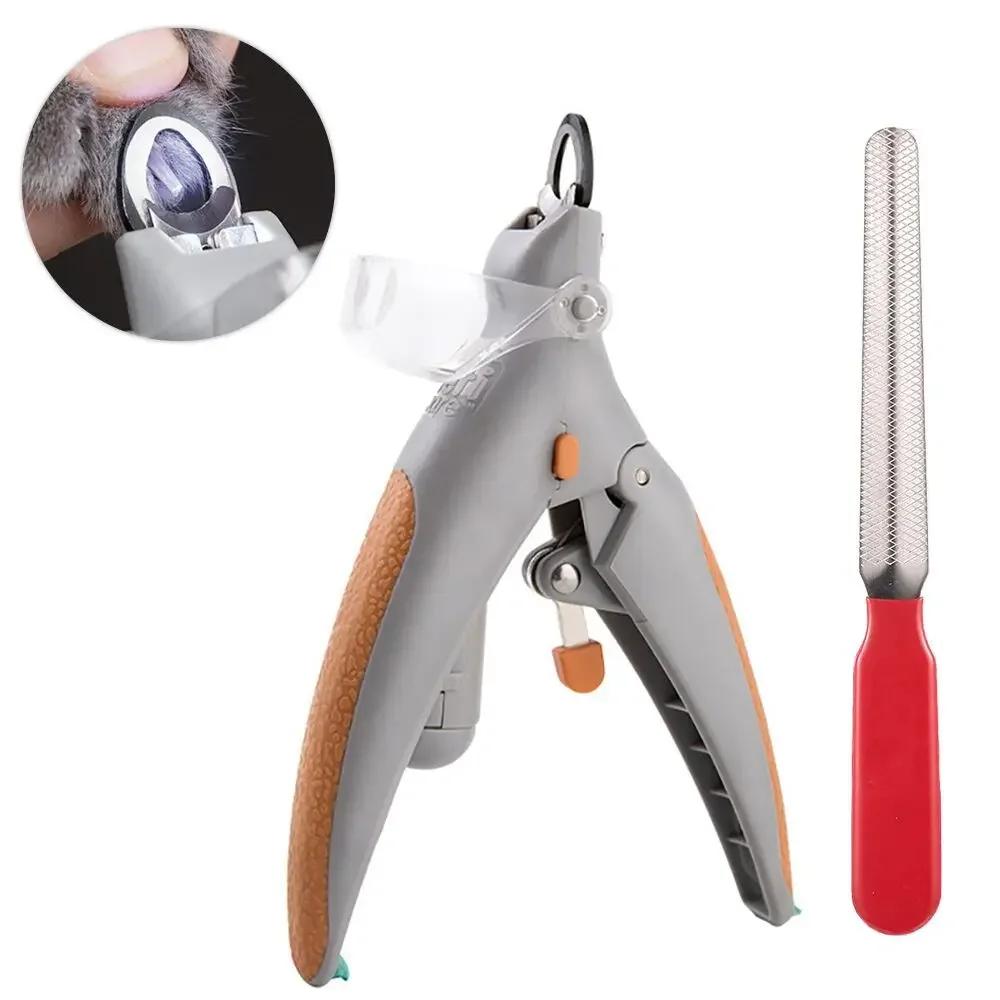 Pet Nail Clipper Scissors for Cats and Dogs, LED Light Nail Trimmer, Pet Grooming Supplies