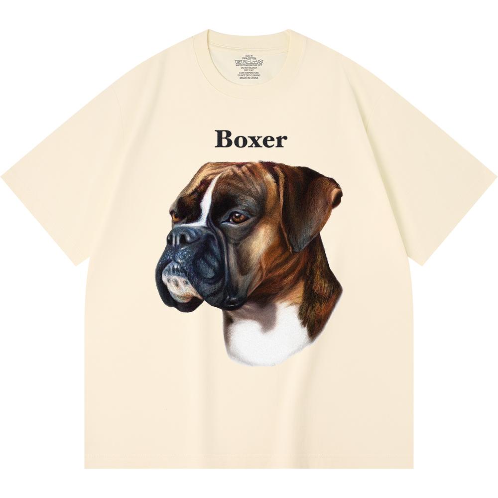 Футболка из 100% хлопка плотностью 230 г/м2, боксеры с принтом, забавная футболка из чесаного хлопка в стиле Харадзюку