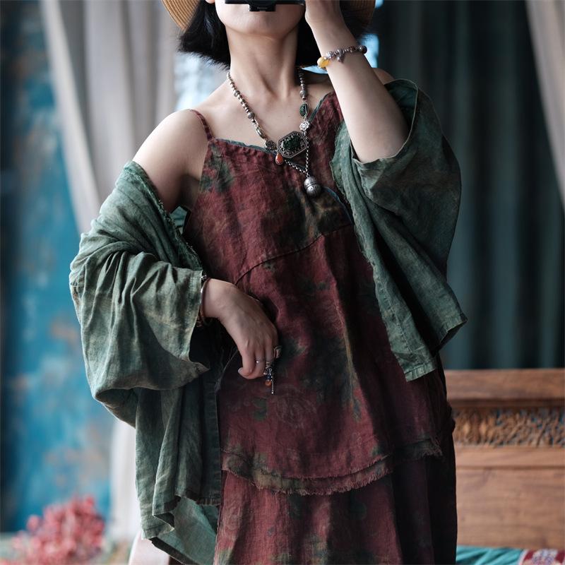 Johnature Женские красные принты с цветочным принтом, винтажные ткани, женские топы в китайском стиле