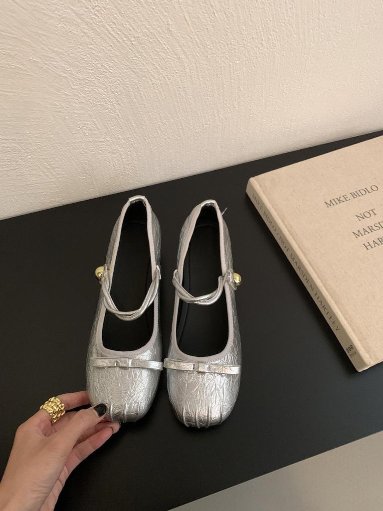 Туфли-лодочки серебристые с внутренней платформой, женские туфли с бантом для ношения с юбкой