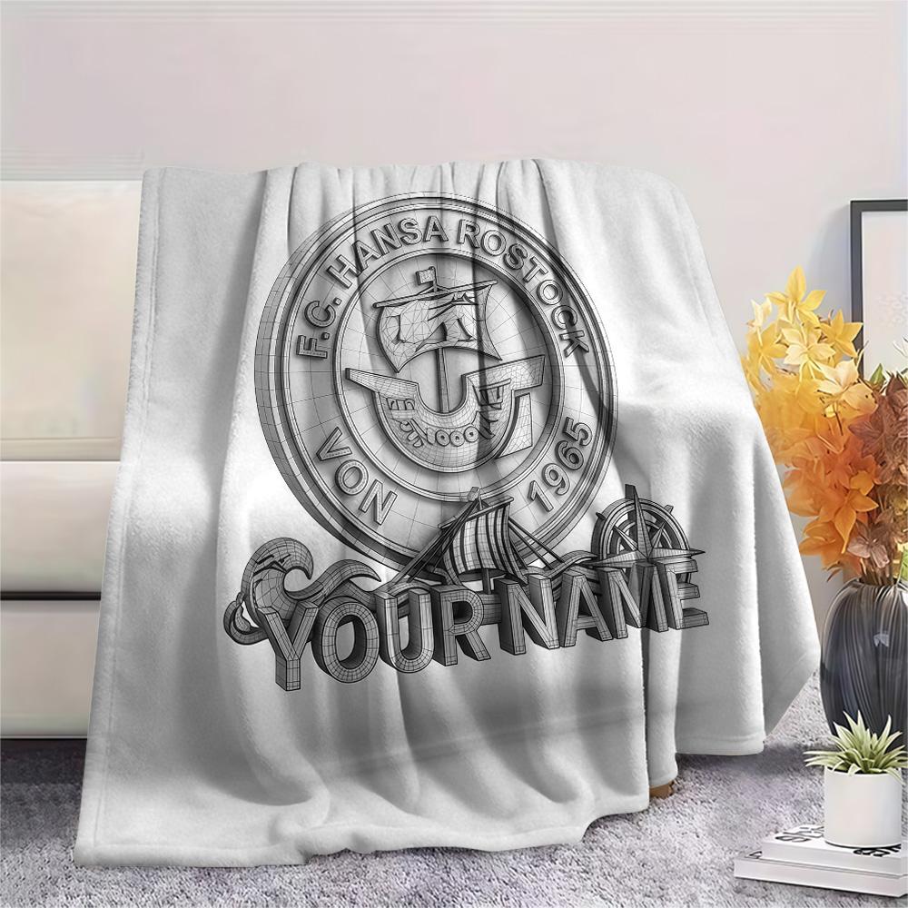 Custom Name FC Hansa Rostock Flannel Blanket, High quality Comfortable for All Seasons, Home Decor, Warmth and Comfort