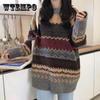 Vintage Casual Sweater Female Loose Round Neck Knitted Pullover Outer Wear Thick Warm Casual Knitwear Commuting