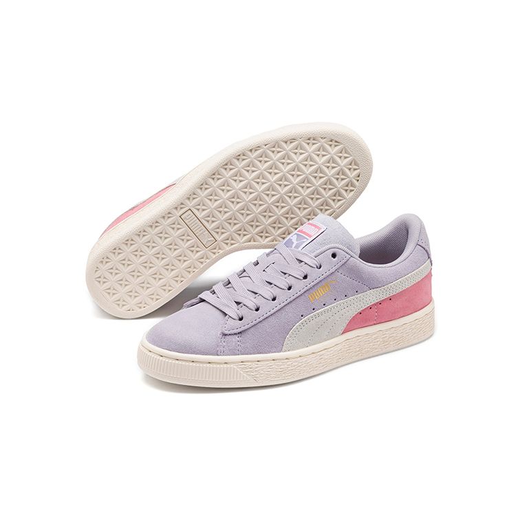 Puma Suede Classic Повседневные Низкие Детские Кеды для Скейтбординга Детские Кроссовки Хаки Фиолетовый Розовый 365073-27