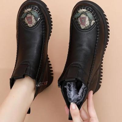 Модные плюшевые женские сапоги, удобные меховые туфли на высокой подошве, модные женские туфли на молнии, женские вулканизированные туфли, нескользящие женские туфли