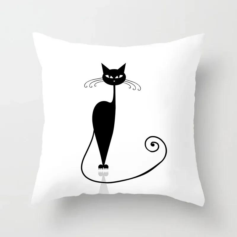 Lovely Cartoon Black Cat Cushion Cover Pillow Cover Sofa Car Home Decoration Room Decoration 45*45cm