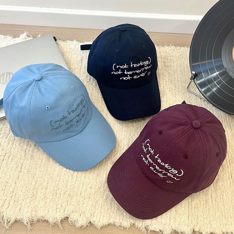 American Letter Embroidery Soft Top Cap Women'S Casual Versatile Big Head Circumference Showing Face Small Baseball Cap Men