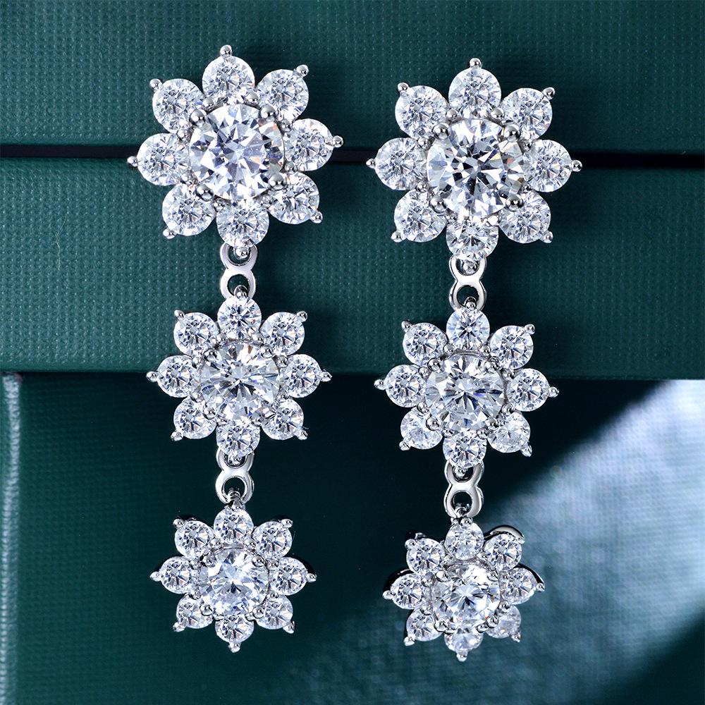 Gica Gema Серьги с цирконием 5A, стерлинговое серебро 925 пробы, уникальный дизайн, романтическая форма цветка, изящные серьги, ювелирные изделия, подарки для свадебной вечеринки, новый тренд