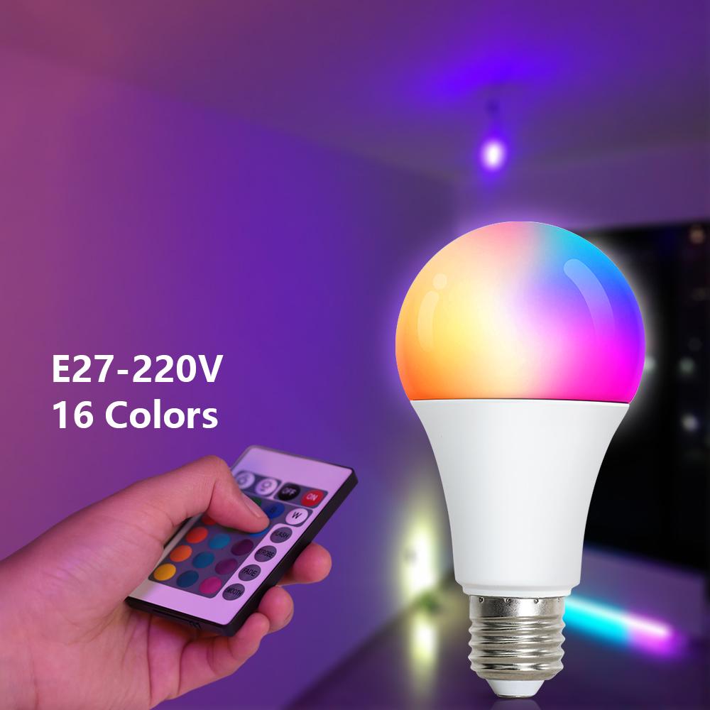 RGB LED Light Bulbs AC 220V E27 Bombillas LED Lamp IR Remote Control Changeable Colorful RGB White Ampoules Spotlight Led Bulb