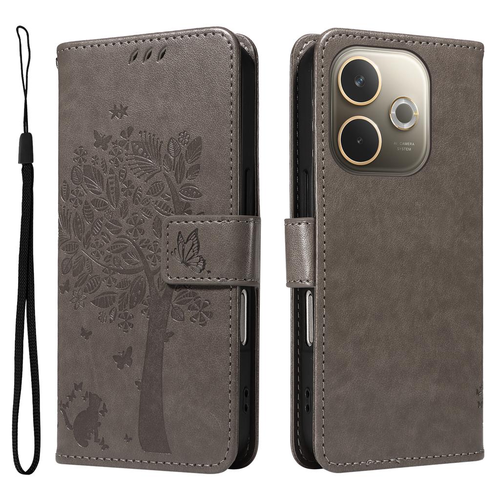 For Oppo A5 Energy 5G (China)/Oppo A5 Pro 4G (Global) Phone Case with Stand Cat Tree Pattern Leather Wallet Mobile Cover