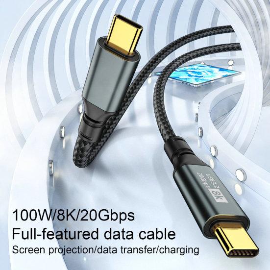 Двойной кабель Type-C PD для быстрой зарядки, 100 Вт, высокий ток, стабильный выход, 8K HD-совместимый кабель для быстрой передачи данных, зарядный кабель